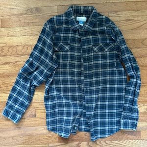 Columbia Plaid Blue White Gray Casual Collared Button Up Long Sleeve Men’s Shirt